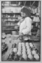 Alice Brock in the kitchen of Take Out Alice, which later was named Alice’s Restaurant. At right, Alice Brock today in her home in Provincetown. JANE MCWHORTER